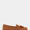 Comfortable Women's Tasseled Loafer in Tan Faux Suede
