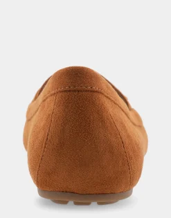 Comfortable Women's Tasseled Loafer in Tan Faux Suede