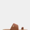 Comfortable Women's Toe Ring Sandal in Tan Faux Leather