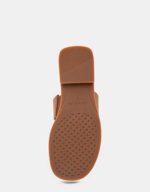 Comfortable Women's Toe Ring Sandal in Tan Faux Leather