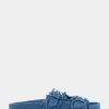 Comfortable Women's Two Band Molded Footbed Sandal in Denim Fabric Denim Fabric