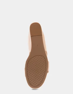 Comfortable Women's Two Band Mid Wedge Slide Sandal in Cipria Faux Leather