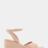 Comfortable Women's Two Piece Ankle Strap Wedge Sandal in Cipria Leather