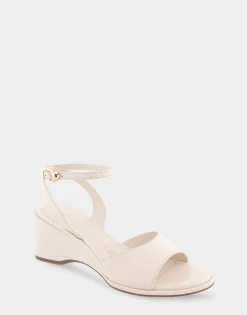 Comfortable Women's Two Piece Ankle Strap Wedge Sandal in Eggnog Leather