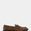Comfortable Women's Ultralight Lug Loafer With Horsebit Detail in Tobacco Faux Suede Faux Suede