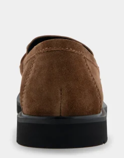 Comfortable Women's Ultralight Lug Loafer With Horsebit Detail in Tobacco Faux Suede Faux Suede