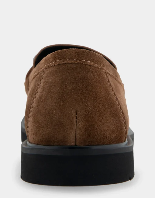 Comfortable Women's Ultralight Lug Loafer With Horsebit Detail in Tobacco Faux Suede Faux Suede
