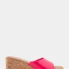 Comfortable Women's Wedge Slide Sandal in Virtual Pink Patent Faux Leather