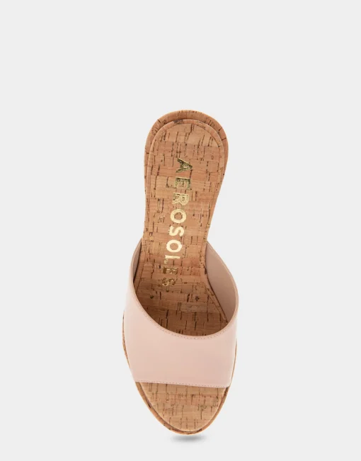 Comfortable Women's Wedge Slide Sandal in Cipria Patent Faux Leather