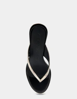 Comfortable Women's Wedge Thong Sandal in Roccia Snake Print Leather