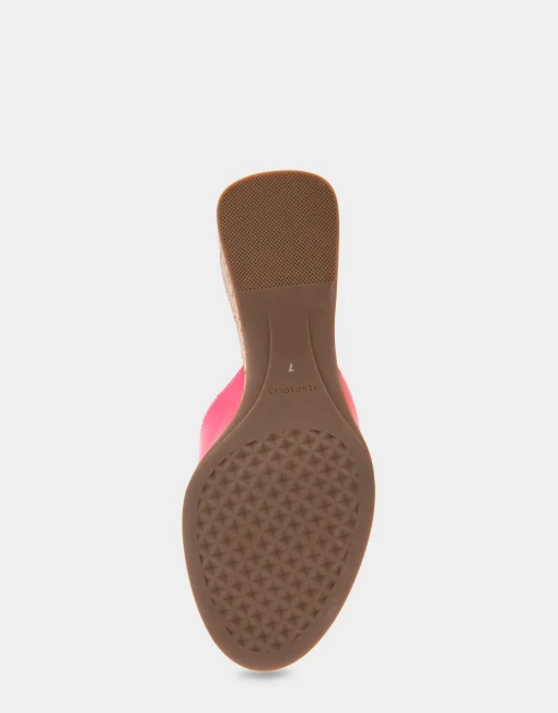 Comfortable Women's Wedge Slide Sandal in Virtual Pink Patent Faux Leather