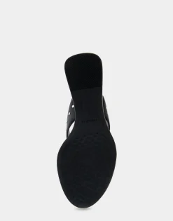 Comfortable Women's Wedge Thong Sandal in Black Allover Faux Leather