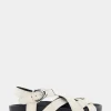 Comfortable Women's Woven Fisherman Footbed Sandal in Eggnog Leather
