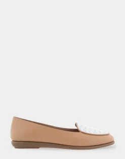 Comfortable Women's Woven Plug Loafer in Doe Faux Leather