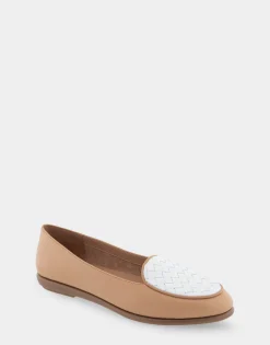 Comfortable Women's Woven Plug Loafer in Doe Faux Leather