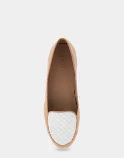 Comfortable Women's Woven Plug Loafer in Doe Faux Leather